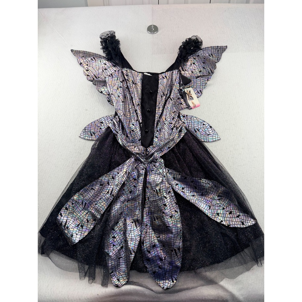 Fun World Dragonfly Fairy Costume Women M/L 10-14 Dress Wings Iridescent New